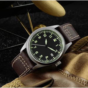 Montre automatique mécanique pour homme San Martin SN030-T Pilot Titanium Vintage, bracelet en cuir, étanche, lumineuse - Product Image 4