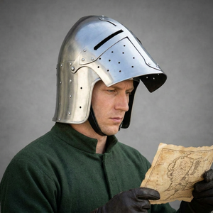 Casque de Chevalier Médiéval en Acier, Armure Artisanale, Art de Collection, Thème Antique - Product Image 1