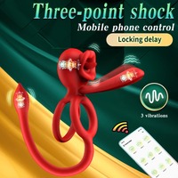 Anneau vibrant pour couple 3-en-1, double anneau, 9 modes, stimulation de la langue, jouet clitoridien et anal, amplificateur d'érection