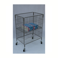 Présentoir promotionnel pour magasin de détail Support de vidage en fil métallique léger pliable avec roues