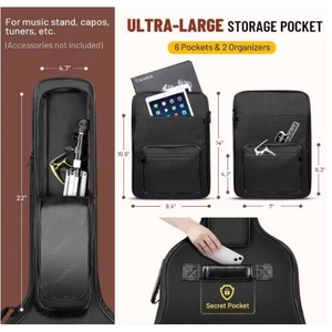 Échantillon gratuit : Housse de guitare acoustique multi-poches, 6 poches, rembourrage épais de 10 mm (0,4 pouce), étanche, pour les performances - Product Image 5