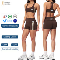 Ensemble de yoga et de fitness pour femme avec logo personnalisé, soutien-gorge de sport et short à taille repliable, ensemble deux pièces, vente en gros