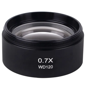 Lente objetiva auxiliar WD120 0.7X microscópio estéreo <span class=keywords><strong>trinocular</strong></span> lente Barlow 48mm rosca - Product Image 1