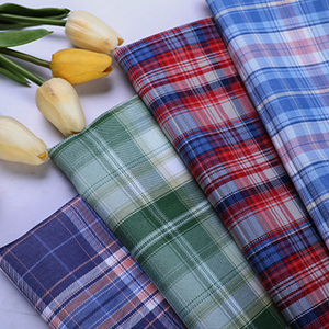 Tissu de couture en Polyester, pré-teint en fil, <span class=keywords><strong>motif</strong></span> à carreaux <span class=keywords><strong>vichy</strong></span>, chemise tricotée - Product Image 5