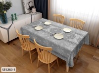 Nappe de table en polyester de luxe, imperméable, résistante à l'huile et à la chaleur, facile à nettoyer, motif damassé français gris, pour table à manger
