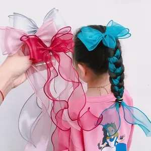 Nœud papillon de ruban pour bébé fille, 50 pièces, accessoires colorés, en mousseline de soie pour cheveux, pinces à cheveux, en tissu de princesse, vente en gros