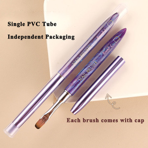 Pinceau à gel pour ongles avec manche en acrylique jaune et violet, en nylon, grand format, ovale, rond, plat, pour manucure française - Product Image 6