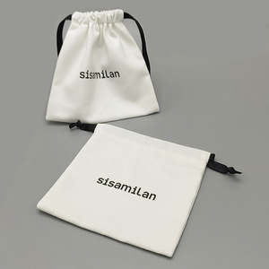 100% Colorful Logo Cotton Gift Drawstring Bag Jewelry Pouch Organic Small Packaging Cotton Bag - Product Image 6