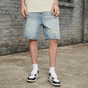 Customization Support Light Wash Denim Cotton Men's Straight Fit <b>Vintage</b> <b>Y2K</b> Eco-Friendly Breathable Denim Shorts - Product Image 3