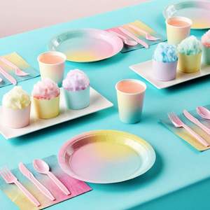 Modern Style Rainbow Pastel Paper <b>Plate</b> Set 9-inch Tableware for Party Decorations Hot Selling for Thanksgiving and Ramadan - Product Image 5