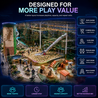 Parcours d'obstacles intérieur certifié CE ASTM, structure de jeu en corde aux couleurs orange et jaune avec toboggan pour projets FEC