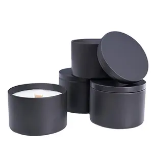 Recycelte leere Zylinder Design schwarze Kerzen dose mit Deckel für Geschenk und Handwerk