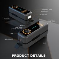 Mini compresseur d'air sans fil rechargeable en ABS avec manomètre numérique, gonflage rapide et lumière d'urgence