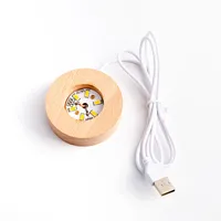Vente en gros de lampes de table à LED en forme de boule de cristal 3D de 6 cm, alimentées par USB, lampes de nuit, lune, planète Terre, galaxie, pour enfants, cadeau