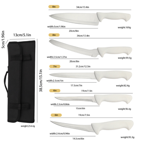 KITCHENCARE Lot de 5 couteaux à désosser en acier inoxydable pour chef, couteau à filet à manche blanc personnalisable, ensemble de couteaux de cuisine pour boucher et sashimi - Product Image 5