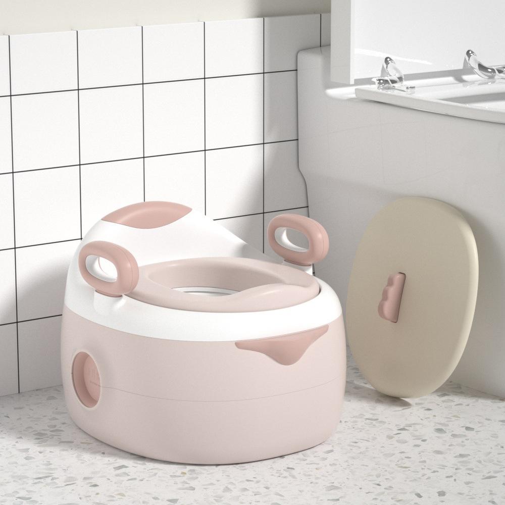 เบาะรองนั่งชักโครกสีชมพูแบบสามในหนึ่ง