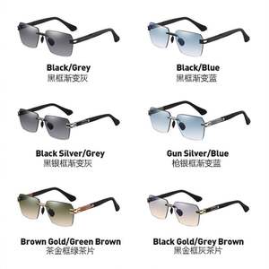 Gafas de Sol Personalizadas con Logotipo, Moda 2025, Montura Retro de Aleación, Lentes Degradadas, Protección UV400, Sin Marco, Cuadradas, para Hombre - Product Image 6