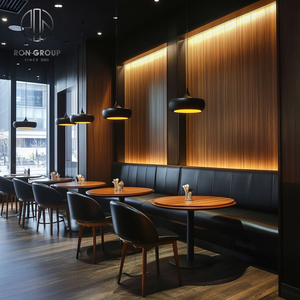 Bộ bàn ghế sofa, ghế ngồi, bàn ăn, nội thất nhà hàng bằng da, gỗ, kiểu hiện đại, sang trọng, phong cách Trung Hoa, dành cho quán cà phê, thương mại. - Product Image 4