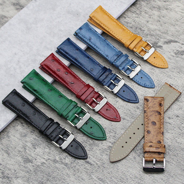 Yunse GC-093 Multi Sizes Exotic Ostrich Pattern Genuine Leather Watch Strap 18mm 20mm 22mm 24mm Woman Men Soft Universal Value