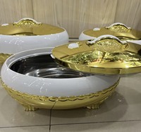 Ensemble chauffe-plats de luxe Ramadan 4L 5L 6L, 3 pièces, en acier inoxydable, isotherme, pour buffet, mariage musulman, Nigéria