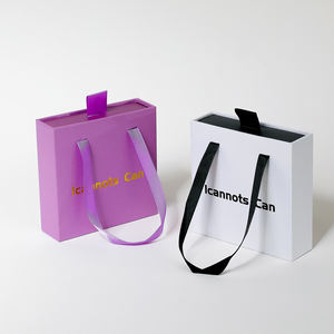 Boîte de rangement à bijoux en papier avec tiroir coulissant, personnalisée, de luxe, carrée, faite à la main, avec estampage à chaud doré, ruban, ensemble de bijoux, emballage - Product Image 2