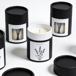 Luxury Custom Black Cfy Kraft <b>Round</b> Cylindrical <b>Box</b> Packaging Paper Candle <b>Box</b> Cardboard Tube Packaging - Product Image 1