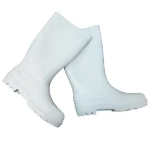 Açık toptan kauçuk kaymaz beyaz PVC güvenlik yağmur çizmeleri ayakkabı endüstriyel iş güvenliği botları