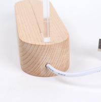 Présentoir DIY en acrylique sur mesure, vente en gros, base lumineuse LED ovale en bois pour table, éclairage d'ambiance