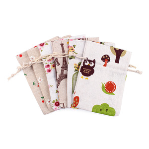 Bolsa <span class=keywords><strong>de</strong></span> Regalo Navideña <span class=keywords><strong>de</strong></span> Algodón Estampado con Cordón, Bolsa <span class=keywords><strong>de</strong></span> Viaje <span class=keywords><strong>de</strong></span> Lino y Algodón Floral, Embalaje Personalizado para Joyería - Product Image 4