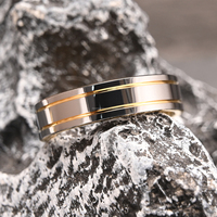 Bague simple en acier au tungstène plaqué or de 6mm, alliance pour homme, cadeau de Saint-Valentin et d'anniversaire élégant et romantique.