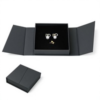 Boîte cadeau rigide carrée double ouverture en carton gris écologique pour bijoux, impression UV, logo personnalisé, emballage pour boucles d'oreilles, directement de l'usine