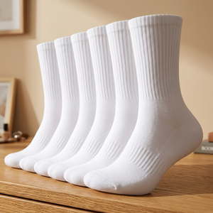 Chaussettes de sport en coton biologique de bambou respirant, tricotées, à compression, en tissu éponge, noires unies, sans couture, vente en gros - Product Image 3