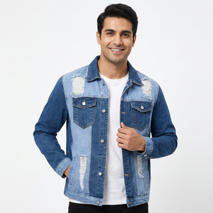 Nouveau décontracté porte hommes veste en jean professionnel fabrique à manches longues boutonné Denim jean veste avec poches - Product Image 1