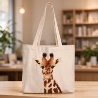 Logo personnalisé vente en gros de girafe animaux nouveau design imprimé voyage portable plage fourre-tout coton toile sac cosmétique