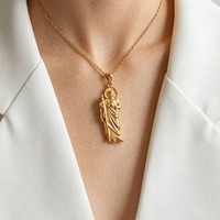 Collier pendentif religieux Saint Jude en acier inoxydable plaqué or, accessoires de bijoux hip-hop unisexe, vente en gros