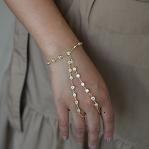 Sparking Clear Cz Station Link Chain Boda Regalo nupcial Elegante Calidad superior Moda Gorgeous Finger Slave Pulsera Joyería de mano - Product Image 5