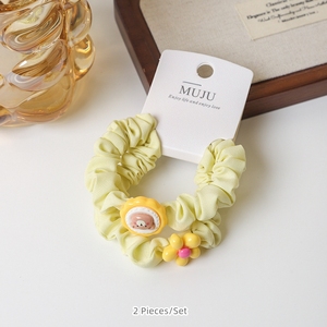 2-teilige Haarbänder für Mädchen, niedliche Blumen-Haargummis, Unisex-Haaraccessoires für Kinder, 6,5 cm, Marke MUJU, Pferdeschwanz-Halter - Product Image 3