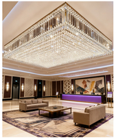 Lustre LED rectangulaire sur mesure en cristal haut de gamme pour hall d'hôtel, luminaire de plafond moderne pour plafonds hauts