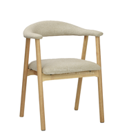 Chaises de salle à manger en bois confortables avec pieds en bois et assise en tissu bouclé de laine, idéales pour restaurants, hôtels et mariages, avec coussin rembourré
