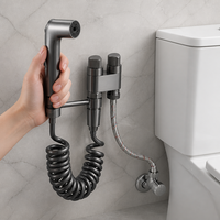 Keran Bidet Stainless Steel Modern, Semprotan Shower Genggam, Terpasang di Dinding, Lubang Tunggal, Tekanan Tinggi, Hemat Air, untuk Kamar Mandi