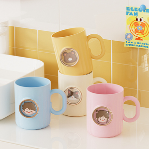 Riutilizzabile cartone animato 10.5oz Unbreakable <span class=keywords><strong>tazza</strong></span> da <span class=keywords><strong>bagno</strong></span> 300ml porta spazzolino da denti in plastica - Product Image 2