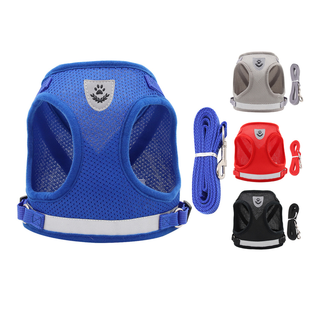 No Pull Small Dog Harness with Leash Soft Breathable Wear-Resistant Pet Harness Mesh Night Reflective Vest Harness