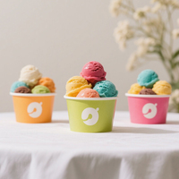 Kualitas makanan kustom dicetak 3/5/8/16/18 oz kertas es krim sekali pakai cangkir Gelato dengan tutup dan sendok
