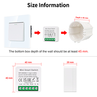 Module d'interrupteur intelligent WiFi Touchmi TUYA 16A 2 voies, mini module DIY avec interrupteur tactile, télécommande, utilisation domestique