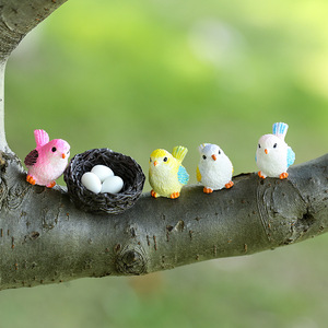 Resin Bird Ornaments With Nest And <b>Eggs</b> Miniature Garden <b>Decor</b> For Indoor Outdoor Use - Product Image 2