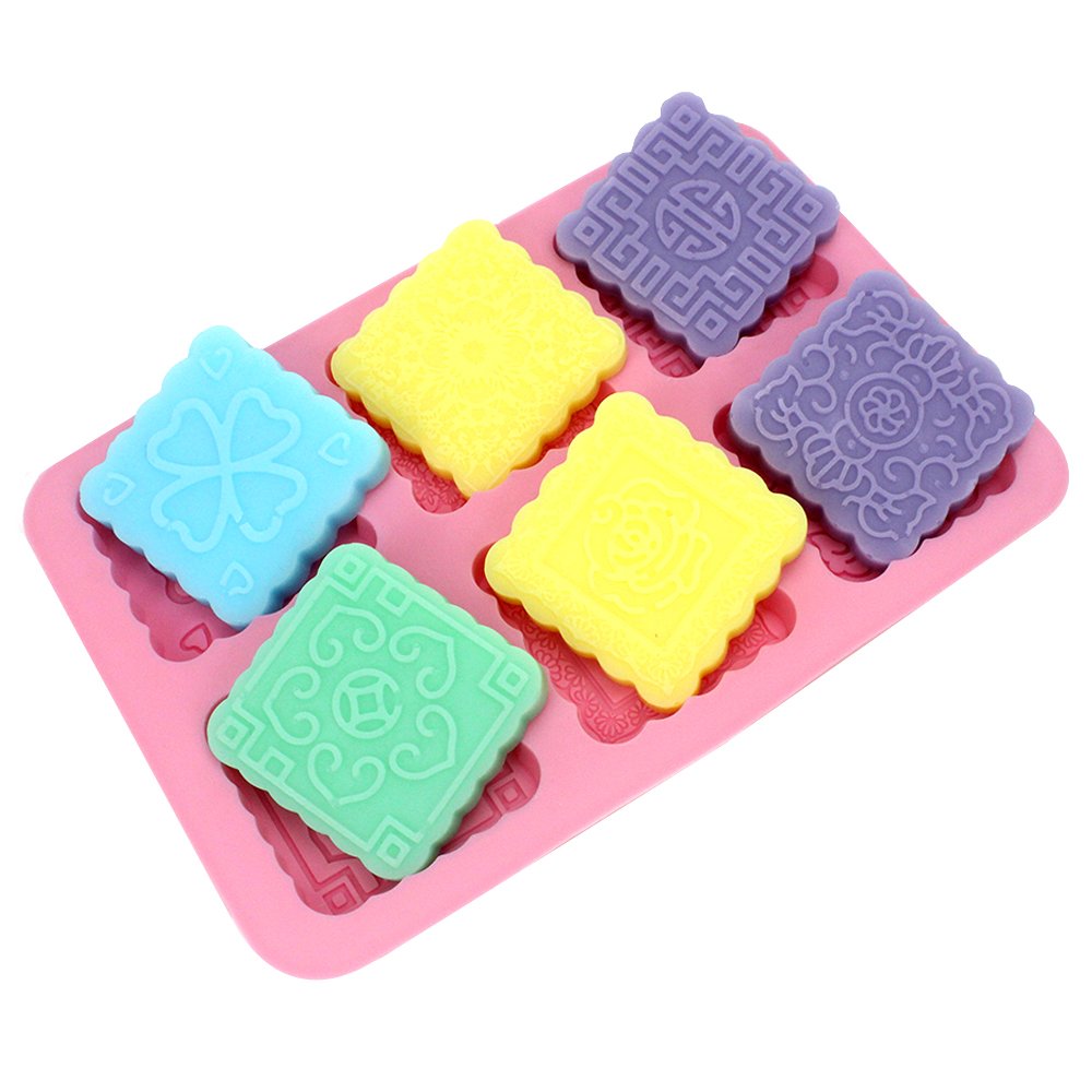 Homesun 6 Cavity Heat Resistant Food Grade DIY Handmade New Moon Cake Festival Mold Mid-Autumn Festival Mooncake Mold
