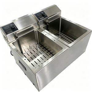 <span class=keywords><strong>Friteuse</strong></span> électrique à double réservoir de 12 L <span class=keywords><strong>avec</strong></span> contrôle de la température 3500W*2 en acier inoxydable pour restaurant et usage domestique - Product Image 1