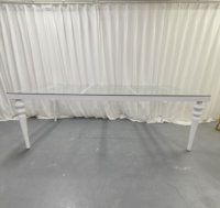 Table de banquet rectangulaire en verre blanc de luxe avec pieds décoratifs vintage pour événements et fêtes – Direct Usine