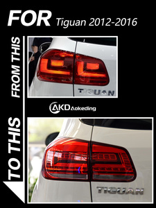 Feux arrière de style automobile pour <span class=keywords><strong>Tiguan</strong></span> 2012-2016, signal LED, frein, indicateur dynamique, signal DRL, accessoires automobiles - Product Image 6