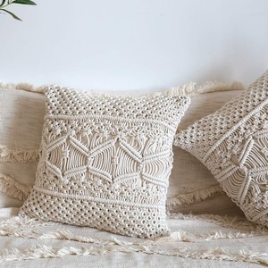 Exquisite Macrame Cushion Case Hand Braided Macrame Pillow <b>Cover</b> <b>for</b> <b>Sofa</b> Bed Couch Bench - Product Image 5